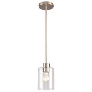 KLSS Pendant Ceiling Modern Farmhouse Light Fixture Brushed Nickel Glass Globe